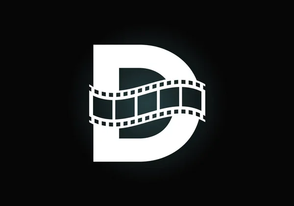Alphabet Monogramme Initial Incorporé Avec Bobine Film Concept Logo Vidéo — Image vectorielle