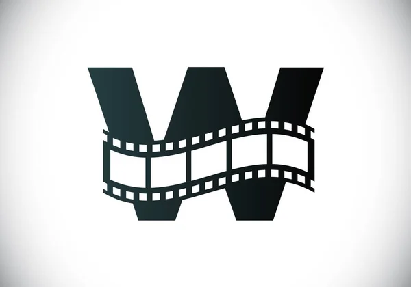 Wstępny Alfabet Monografii Rolką Filmową Koncepcja Logo Wideo Filmu Godło — Wektor stockowy