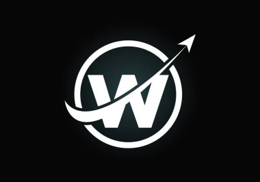 Okla birleştirilmiş W harfli alfabe sembolü tasarımı. Finansal ya da başarı logosu. Yazı tipi amblemi. Muhasebe işi ve şirket kimliği logosu