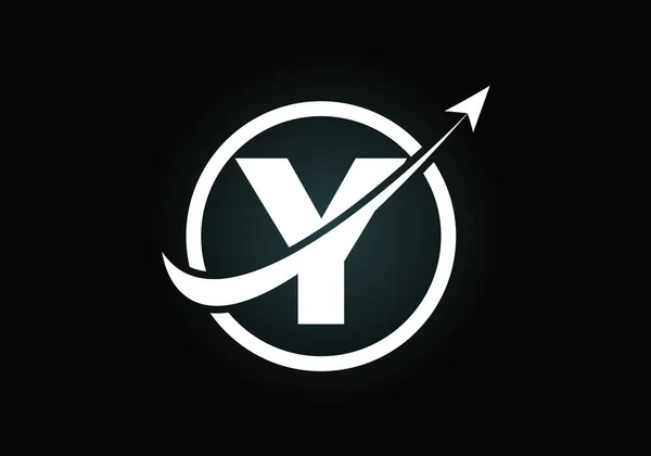 Desenho Inicial Símbolo Alfabeto Monograma Incorporado Com Seta Conceito Logotipo — Vetor de Stock