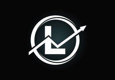 İlk L monogram alfabe sembolü dizaynı ok ile birleştirilmiştir. Finansal ya da başarı logosu. Yazı tipi amblemi. Muhasebe işi ve şirket kimliği logosu