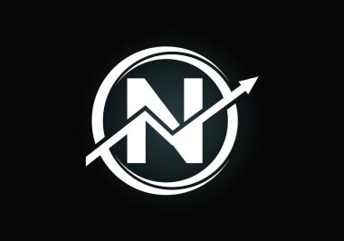 Okla birleştirilmiş ilk N monogram alfabe sembolü tasarımı. Finansal ya da başarı logosu. Yazı tipi amblemi. Muhasebe işi ve şirket kimliği logosu