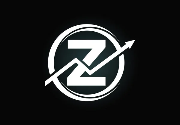 初始Z字母表符号设计与箭头相结合 财务或成功标志的概念 字体徽章 商业和公司身份标识 — 图库矢量图片