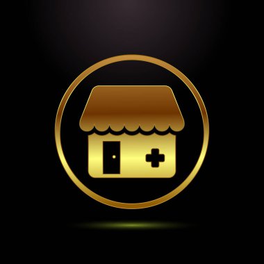 Altın Tıp Mağazası Simge Taslak Metalik Çember Sağlık Tesisi Siyah Sağlık Tesisi