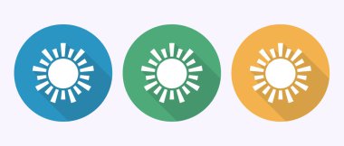 Sun Shining Icons Blue Green Yellow Circle Colorful Sunlight Isolated Sunny Weather Flat Design