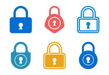 Renkli Asma Kilit Koleksiyonu Gizlilik Koruma Simgesi Değişiklik Güvenlik Erişim Kontrolü