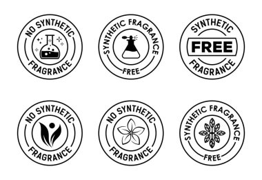 Sentetik bir koku olmadığını gösteren altı dairesel pul koleksiyonu