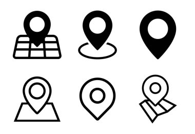 Harita işaretleyicili konum simgesi ve beyaz arkaplan tasarımı üzerindeki gps