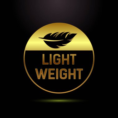 Hafif altın etiket rozeti ve siyah arka planda tüy