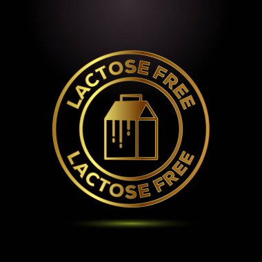 Siyah arka planda altın metalik desenli laktozsuz süt kutusu logosu