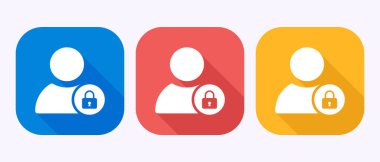 Güvenlik kullanıcı kimlik doğrulaması için asma kilit sembollü renkli kullanıcı profili simgeleri
