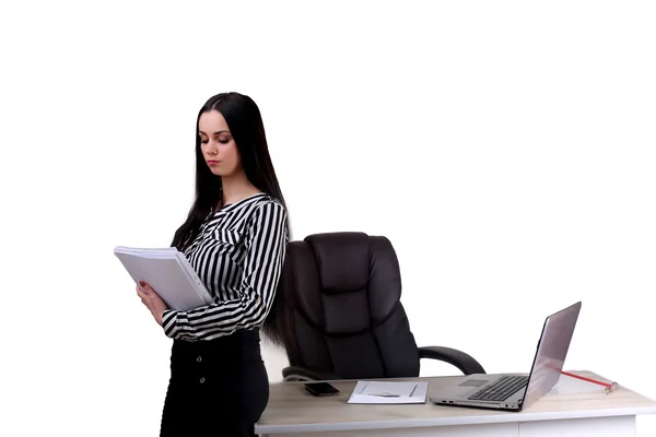 Mooie zakenvrouw portraitbusiness vrouw glazen houden en kijken naar camera — Stockfoto