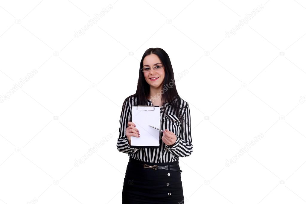 Beautiful Caucasian woman dreams about something, sitting with a laptop net book isolated white background charming young female freelancer thinking about new ideas while working on laptop