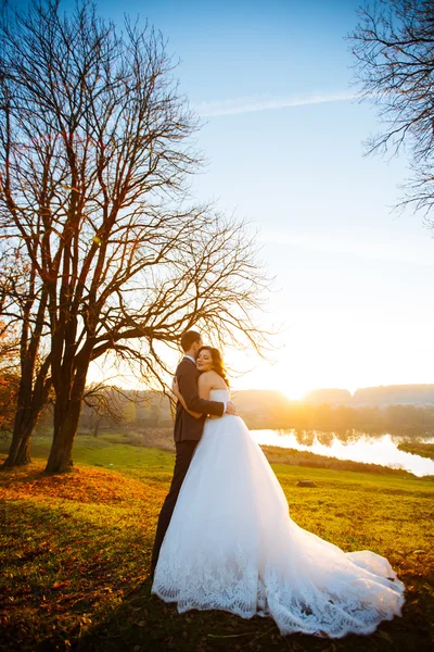 Gelin ve Damat Düğün Portreler doğada — Stok fotoğraf