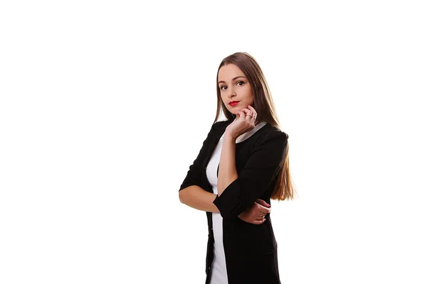 Junge schöne weibliche Modell in weißem Kleid auf grauem Hintergrund — Stockfoto