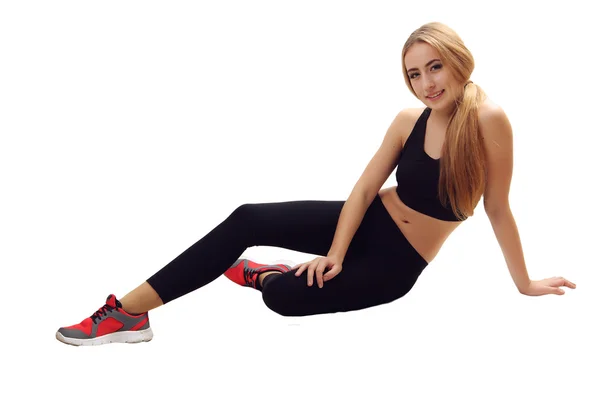 Beyazda izole edilmiş fitness kadını — Stok fotoğraf