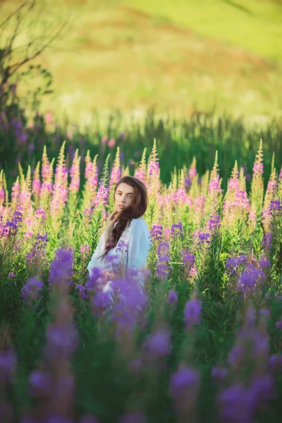 Krásná mladá dívka v poli — Stock fotografie