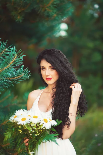 Beautiful girl hen party with flowers — Stock Photo, Image