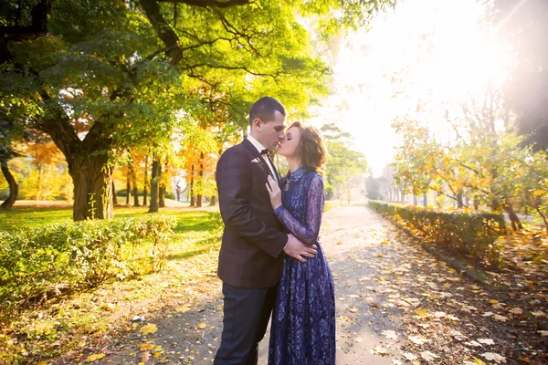 Amorosa pareja enamorada, besándose en el parque —  Fotos de Stock