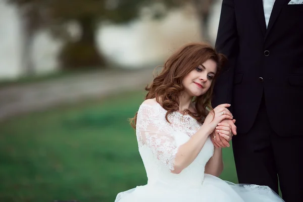 Novia y novio en el día de su boda — Foto de Stock