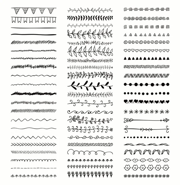 Diviseurs dessinés à la main décoratifs vectoriels, frontières de ligne — Image vectorielle