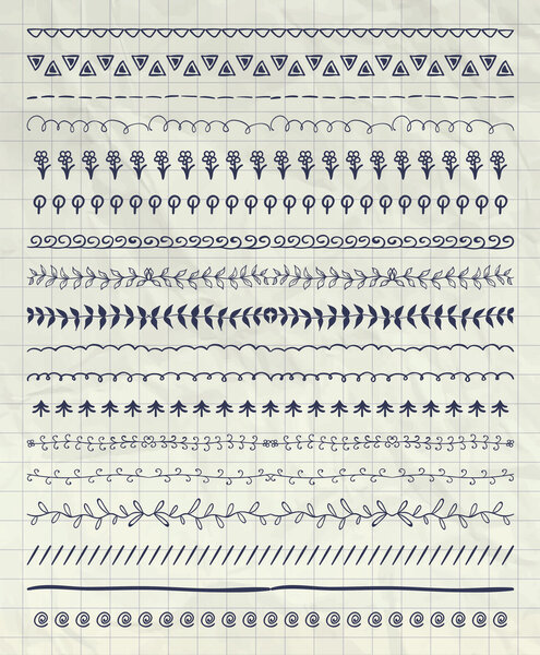 Vector Pen Drawing Pattern Brushes, Line Borders
