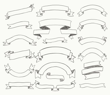 Vektör siyah elle çizilmiş şerit koleksiyonuna afiş