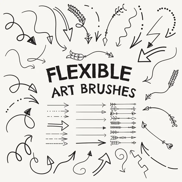 Collection de pinceaux d'art en forme de flèche flexible vectorielle — Image vectorielle