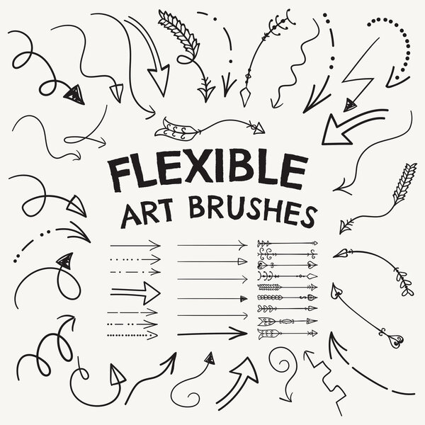 Vector Flexible Arrow Shaped Art Brushes Collection