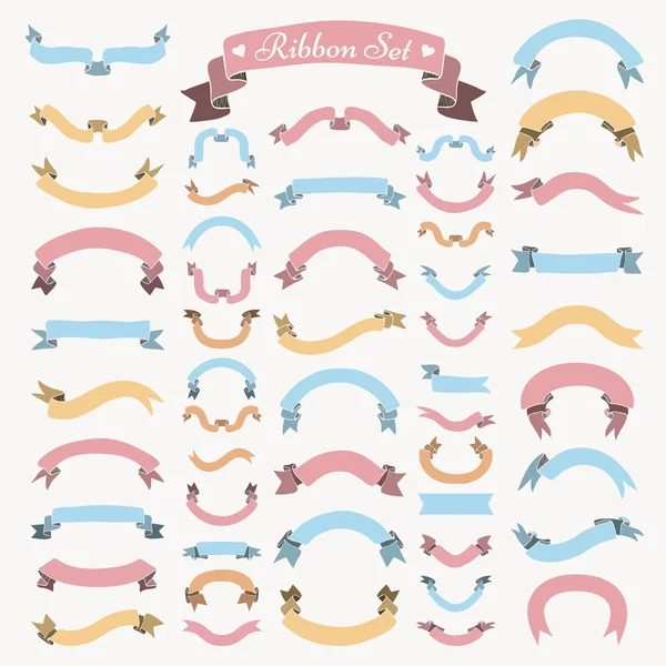 Vector Colorful Hand Drawn Ribbons, Banners Set — Stock Vector