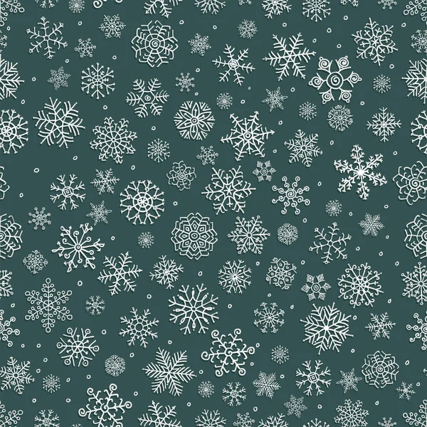 Vector blanco invierno copos de nieve sin costuras patrón de fondo — Archivo Imágenes Vectoriales