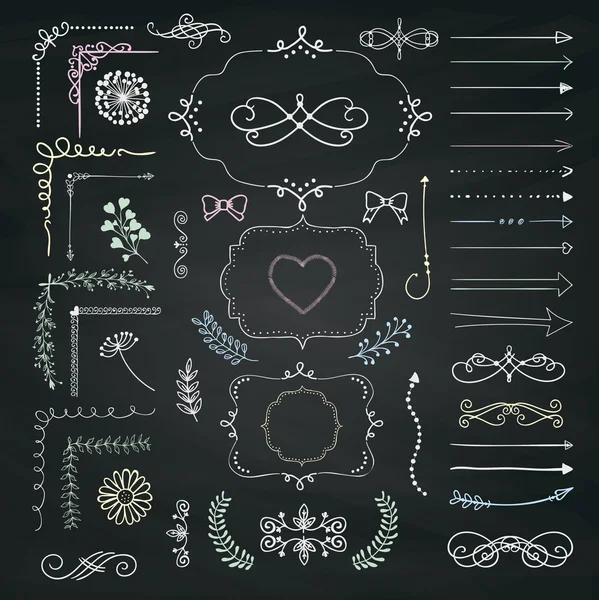 Set of Vector Decorative Hand Drawn Design Elements — Stock Vector