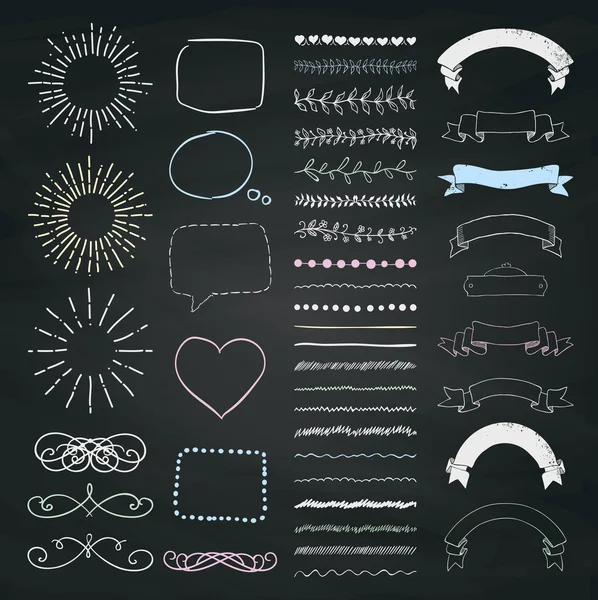 Set of Vector Decorative Hand Drawn Design Elements — Stock Vector