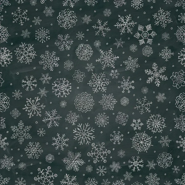 Мел рисования снежинки каракули бесшовные фон — стоковое фото