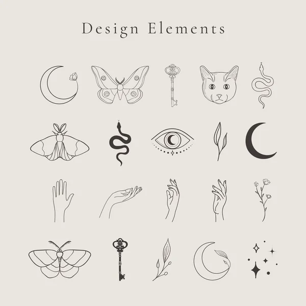Elementos abstractos del diseño del logotipo de la línea de dibujo — Vector de stock
