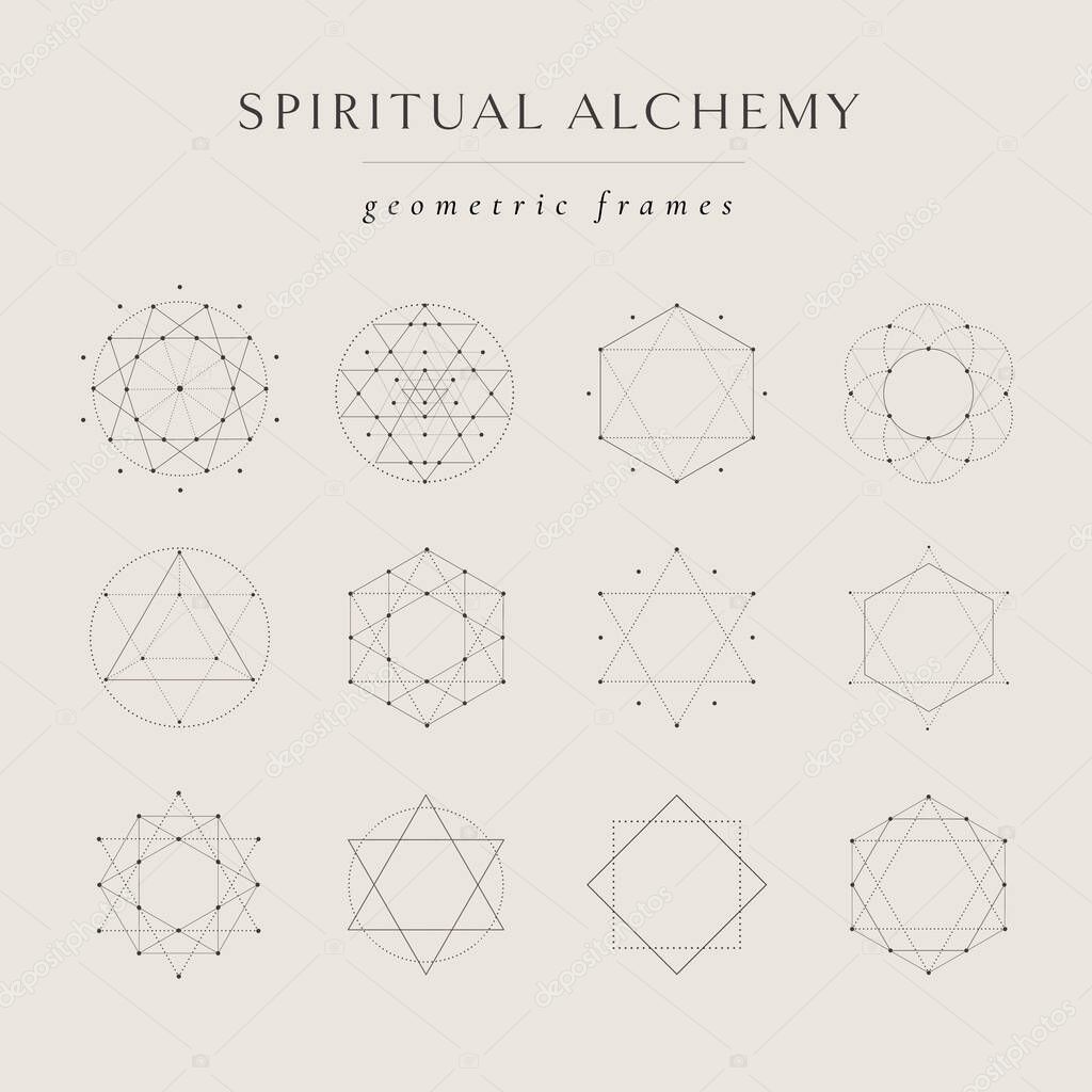 Sacred geometry icons, vector illustrations