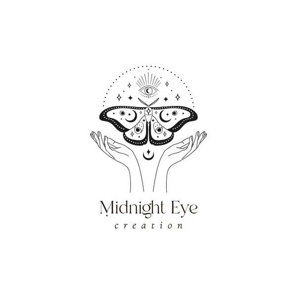 Abstraktní Mystic Butterfly Moth and Eye Logo Design — Stockový vektor