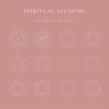 Beyaz vektör kutsal geometri çerçeveleri ve sınırları