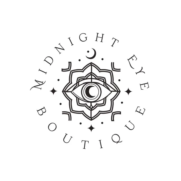 Дизайн логотипа Mystic Eye. Волшебный блистательный полумесяц — стоковый вектор