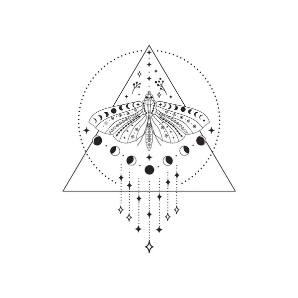 Divine Beauty Premade Logo Design. Zwarte vlinder — Stockvector