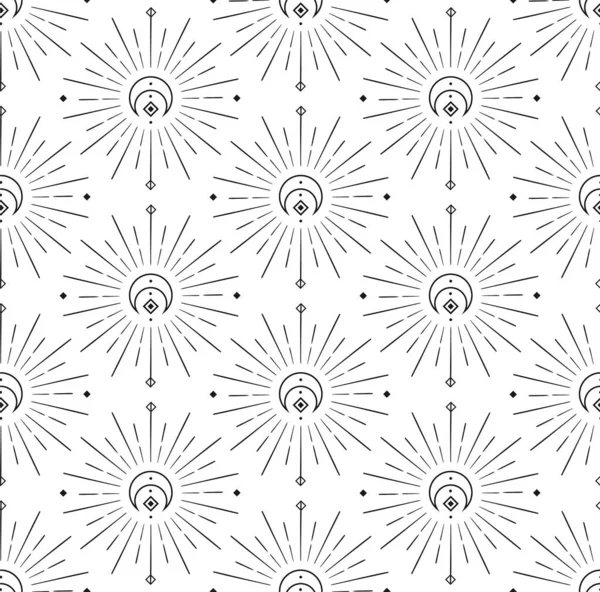 Abstract Background Seamless Pattern. Moon And Sun