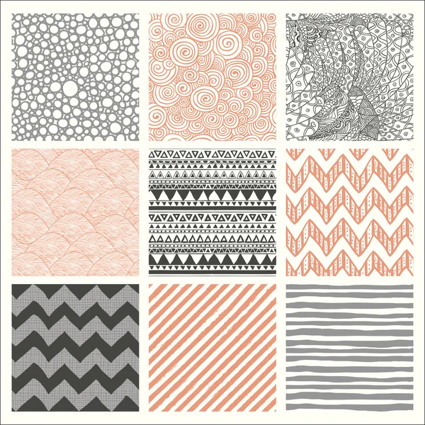 Abstract Hand Drawn Seamless Background Patterns — Stock Vector