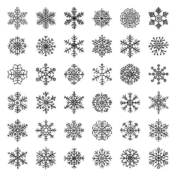 Invierno copos de nieve Doodles — Archivo Imágenes Vectoriales