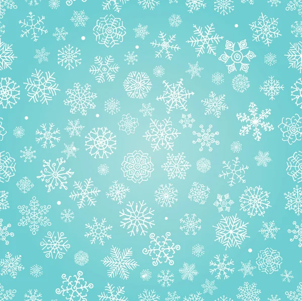 Winter Snow Flakes Doodle Seamless Background — Stock Vector