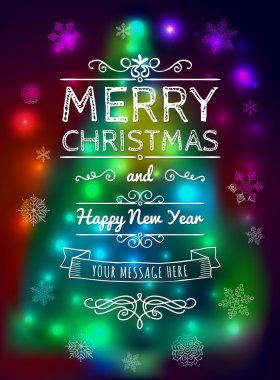 Merry Christmas card on blurred background clipart