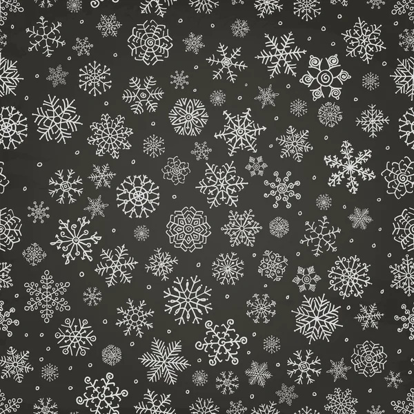 Winter Schneeflocken kritzeln nahtlosen Hintergrund — Stockvektor