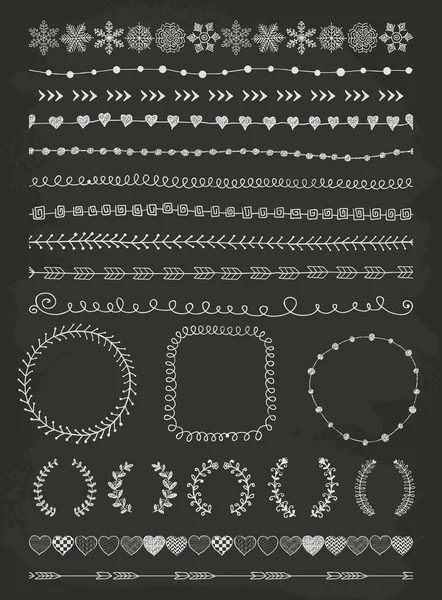 Hand-Drawn Seamless Borders and Design Elements — Stock Vector