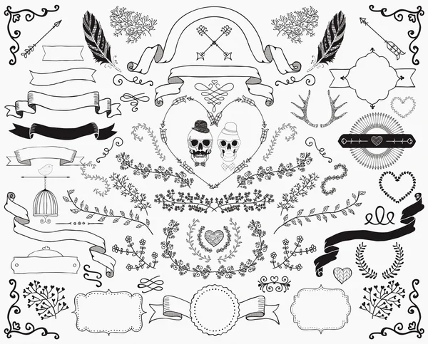 Hand-Drawn Doodle Design Elements — Stock Vector