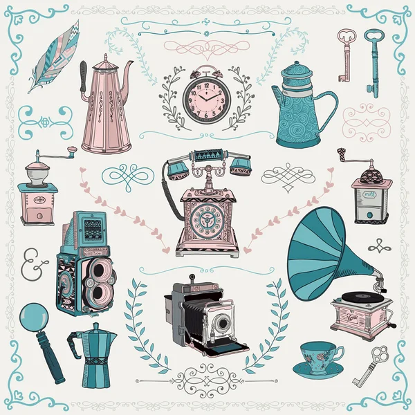 Iconos vintage y elementos de diseño — Vector de stock