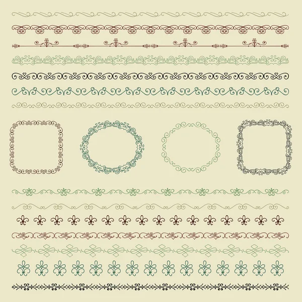 Hand Drawn Borders and Frames — Stock Vector